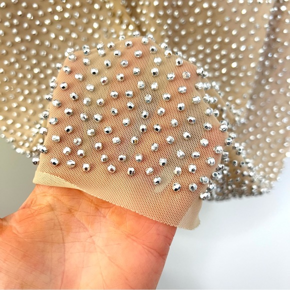 CACHE embellished nude dress, mini, sparkle size 4 - Picture 4 of 12